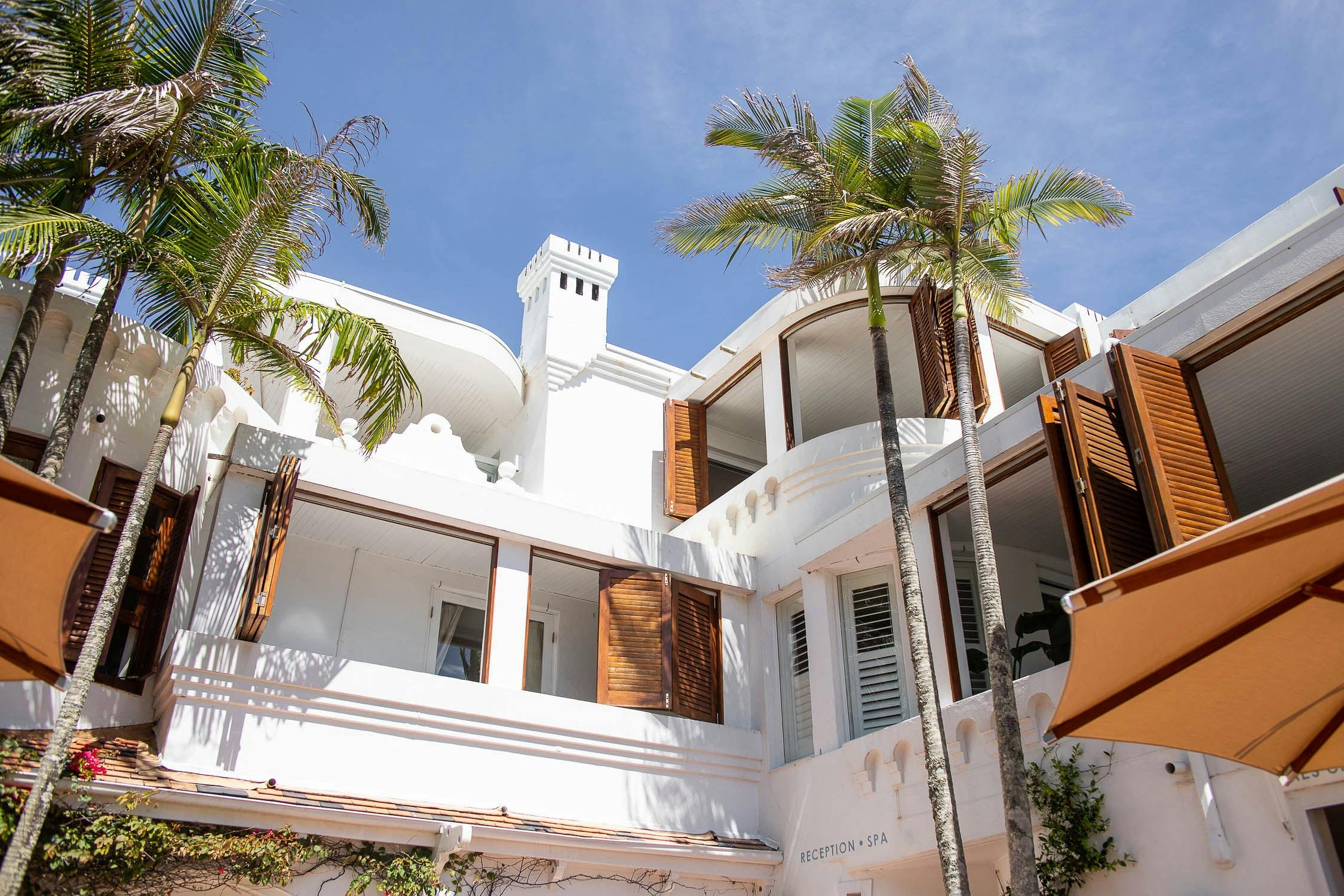 Wide angle view of hotel