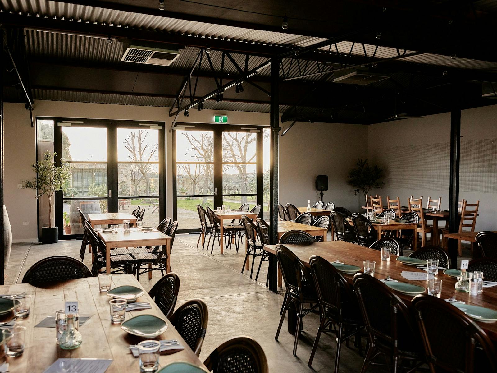 Image of dining area in Italian Style Shed with views of garden