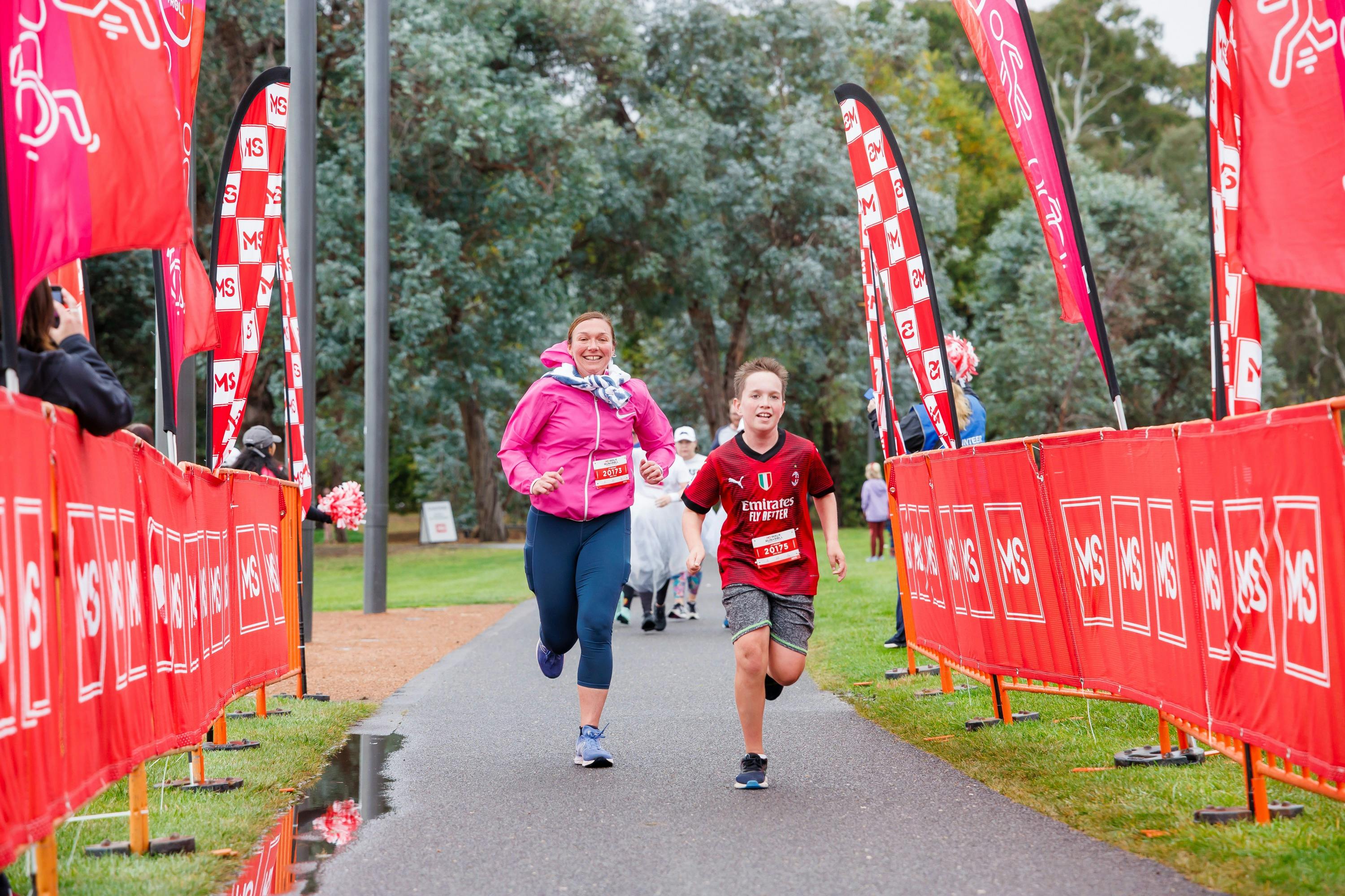 People running towards finish line