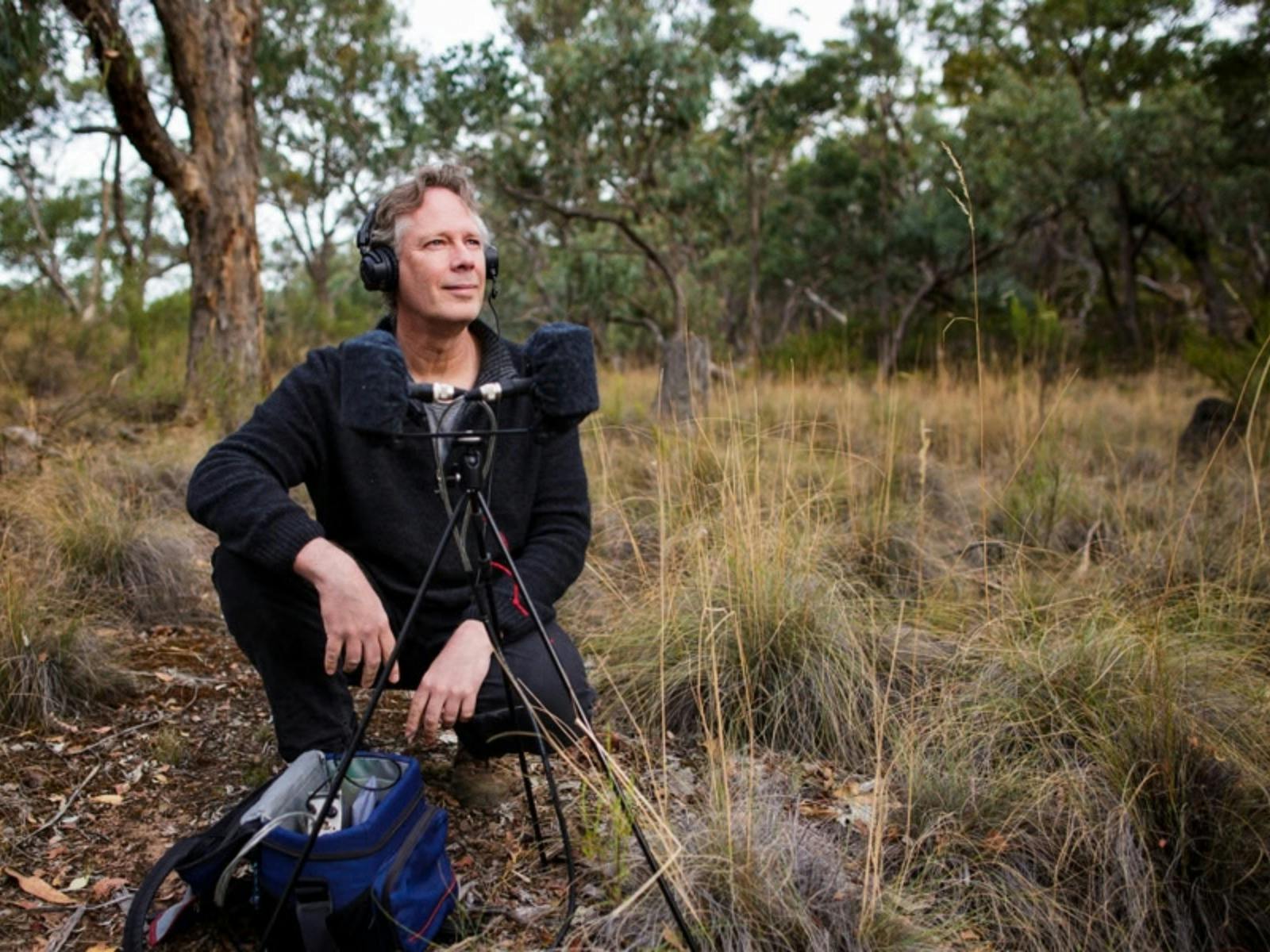Acoustic Ecologist Andrew Skeoch practicing deep listening