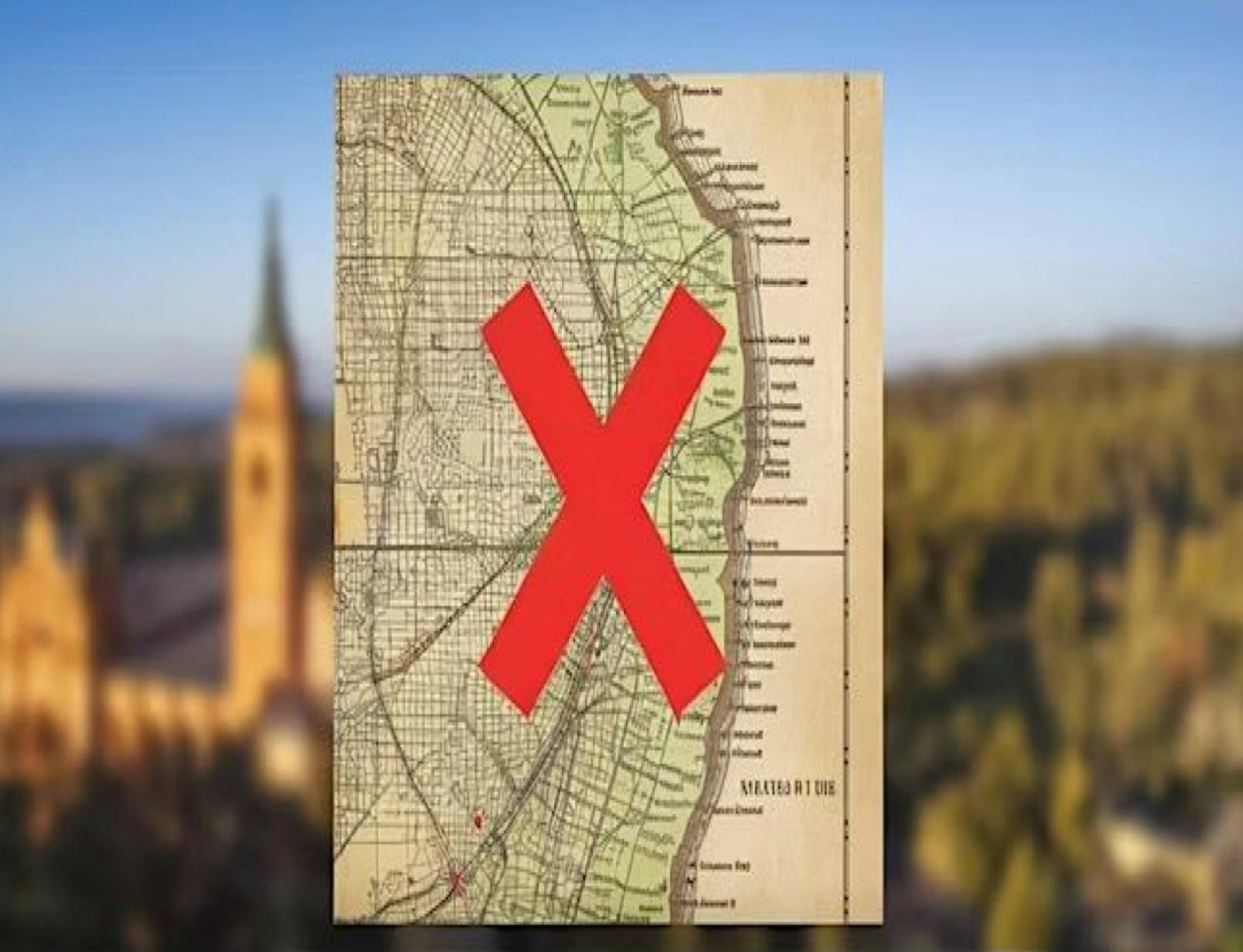 壮大な宝探しゲーム - メイトランド名誉歴史Xが地図上のスポットをマーク