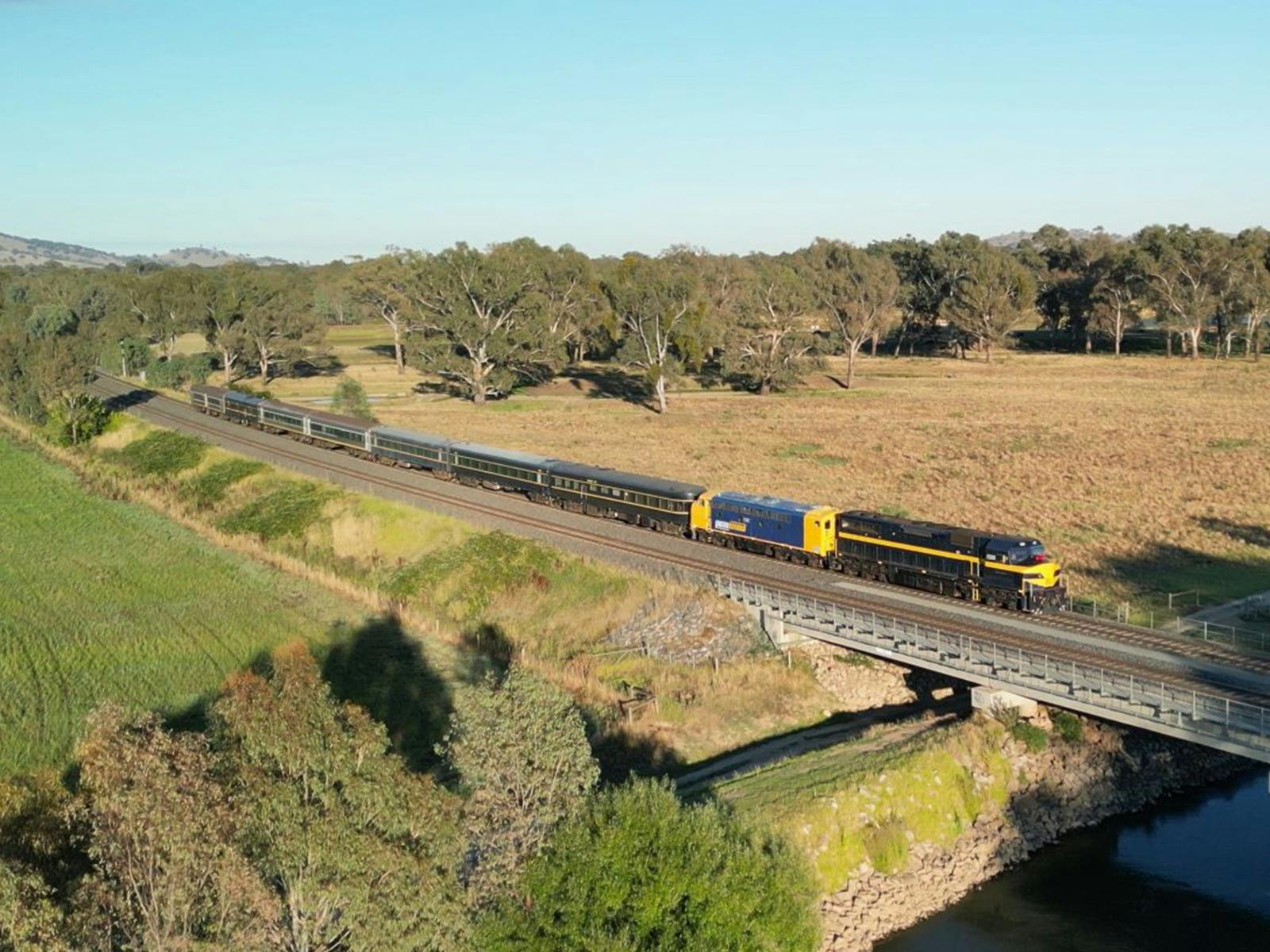 Seymour Railway Heritage train approaching Albury