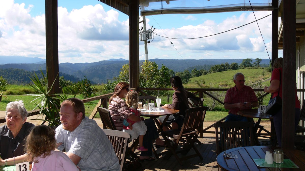 Customers enjoying lunch on the verandah