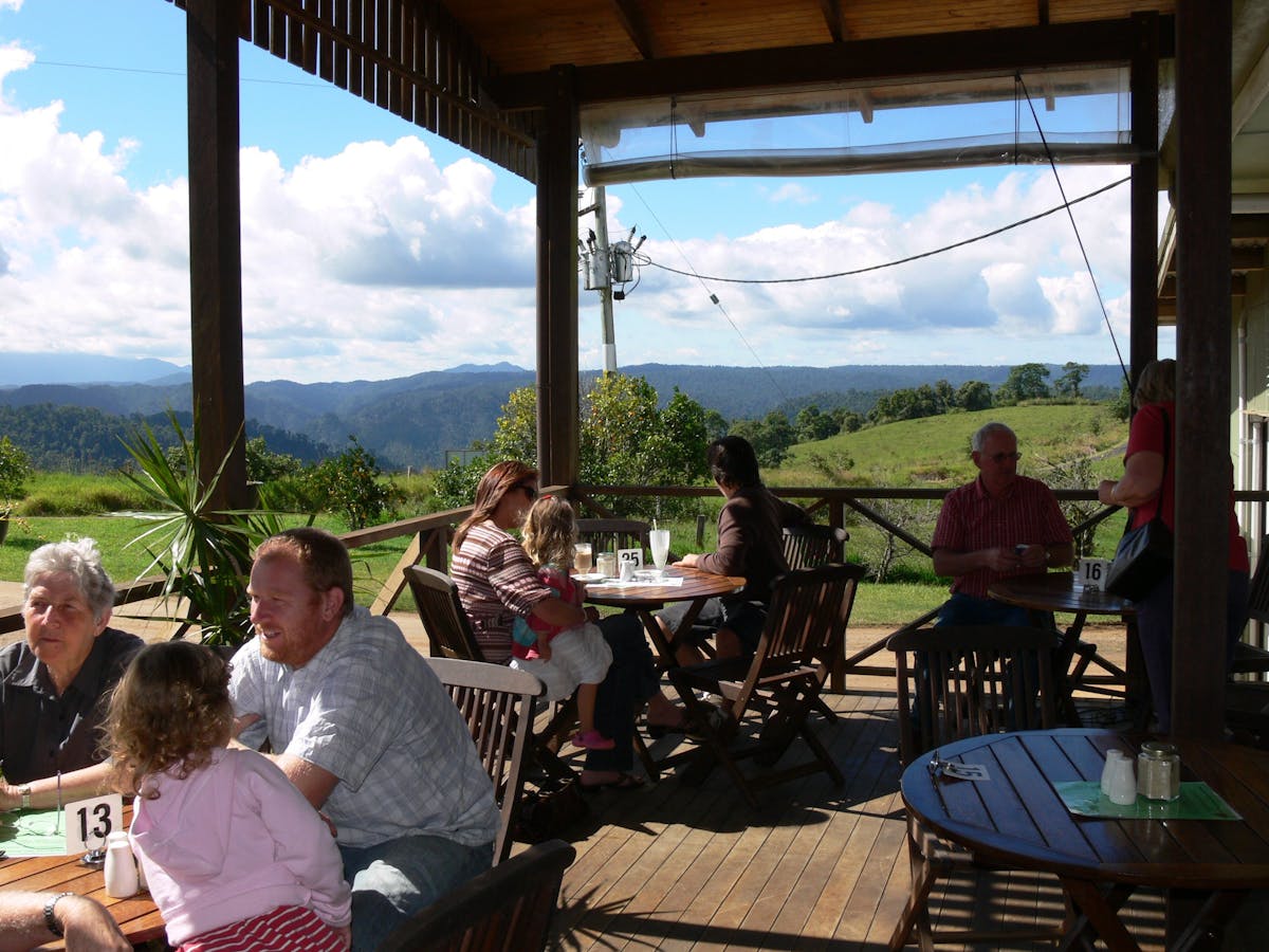 Customers enjoying lunch on the verandah