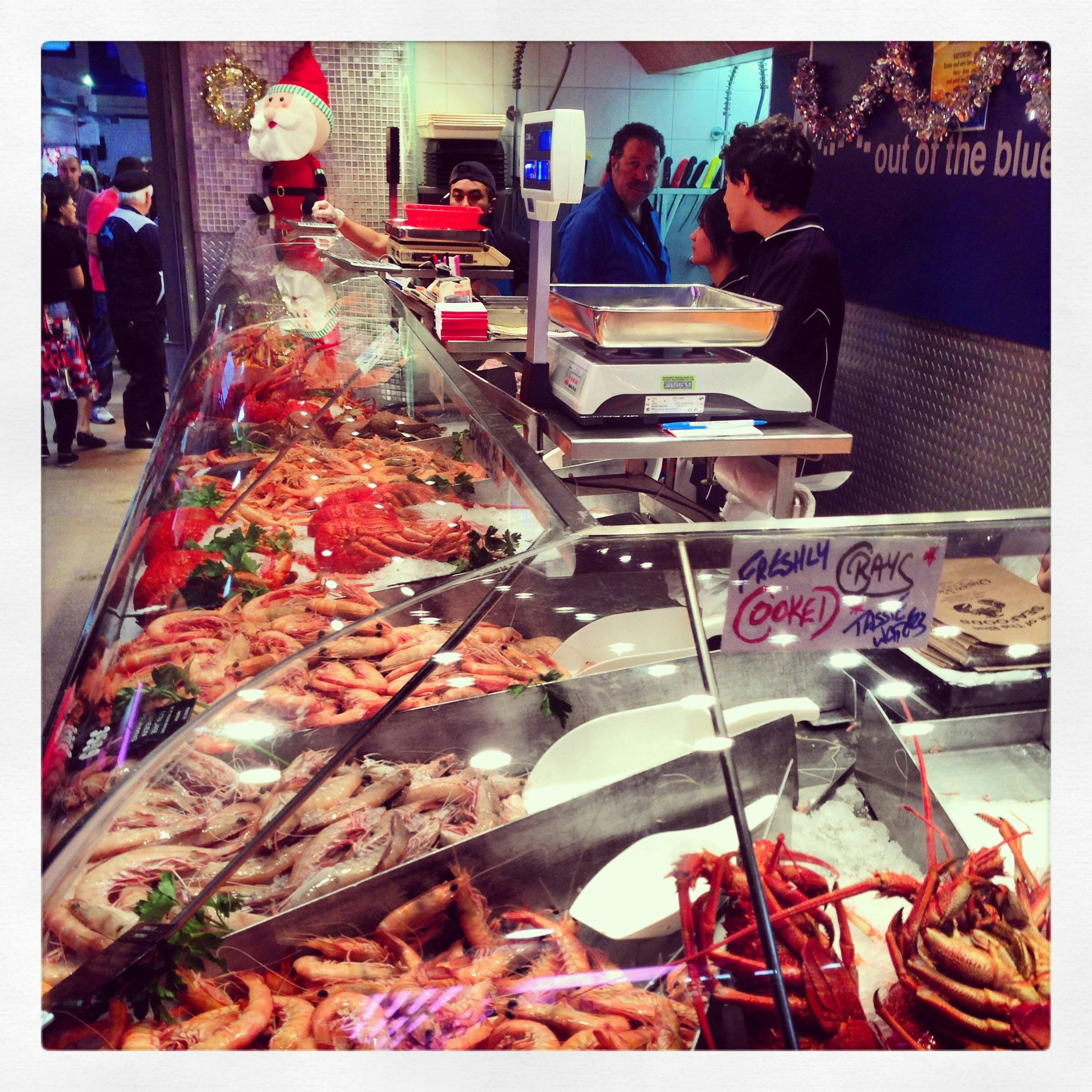 Fresh seafood at the Queen Victoria Market, Melbourne.