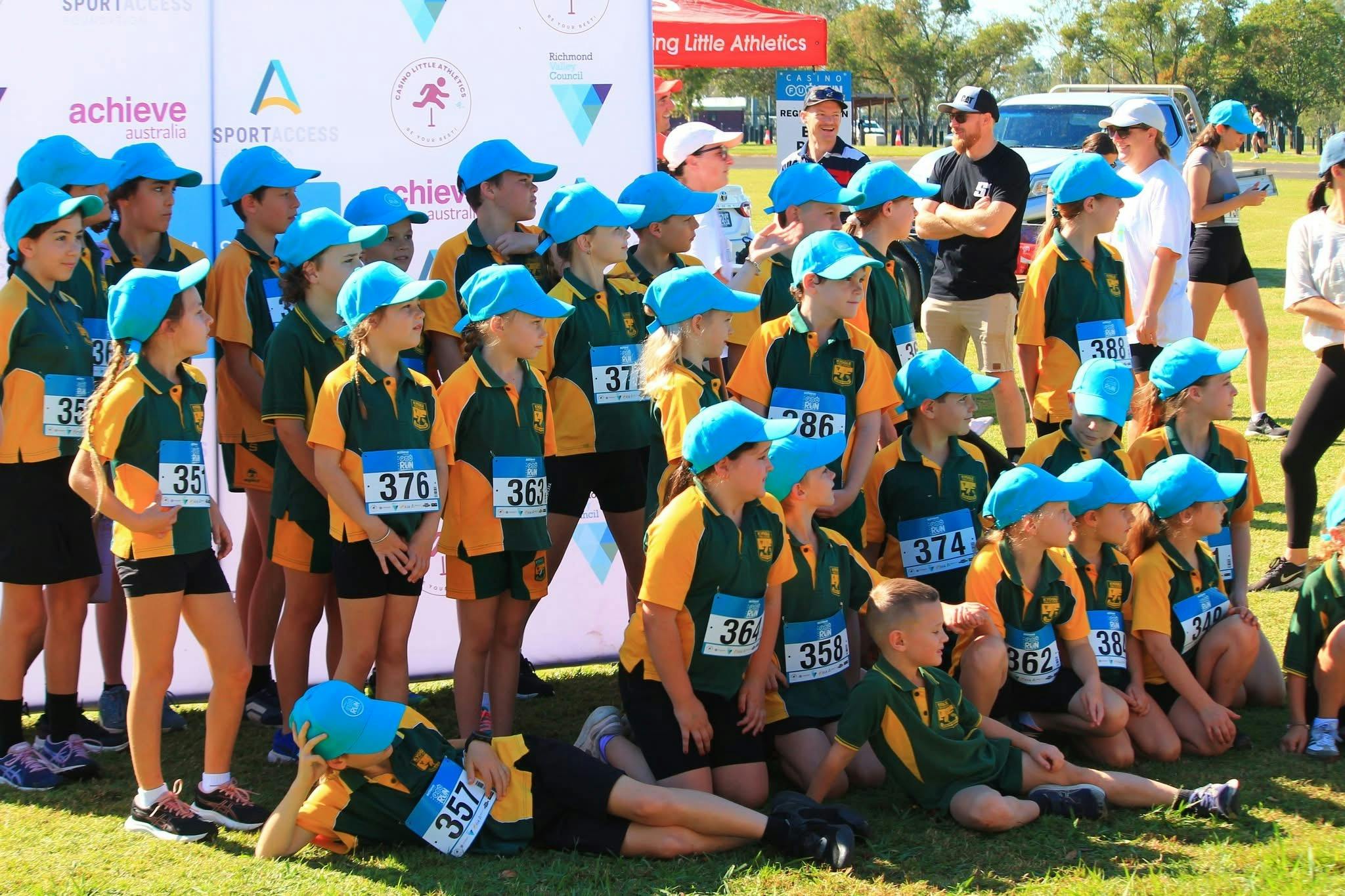 School Kids receiving their medals for Casino Fun Run