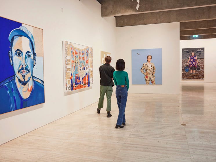 Installation view of the Archibald, Wynne and Sulman Prizes 2022 exhibition at the Art Gallery NSW.