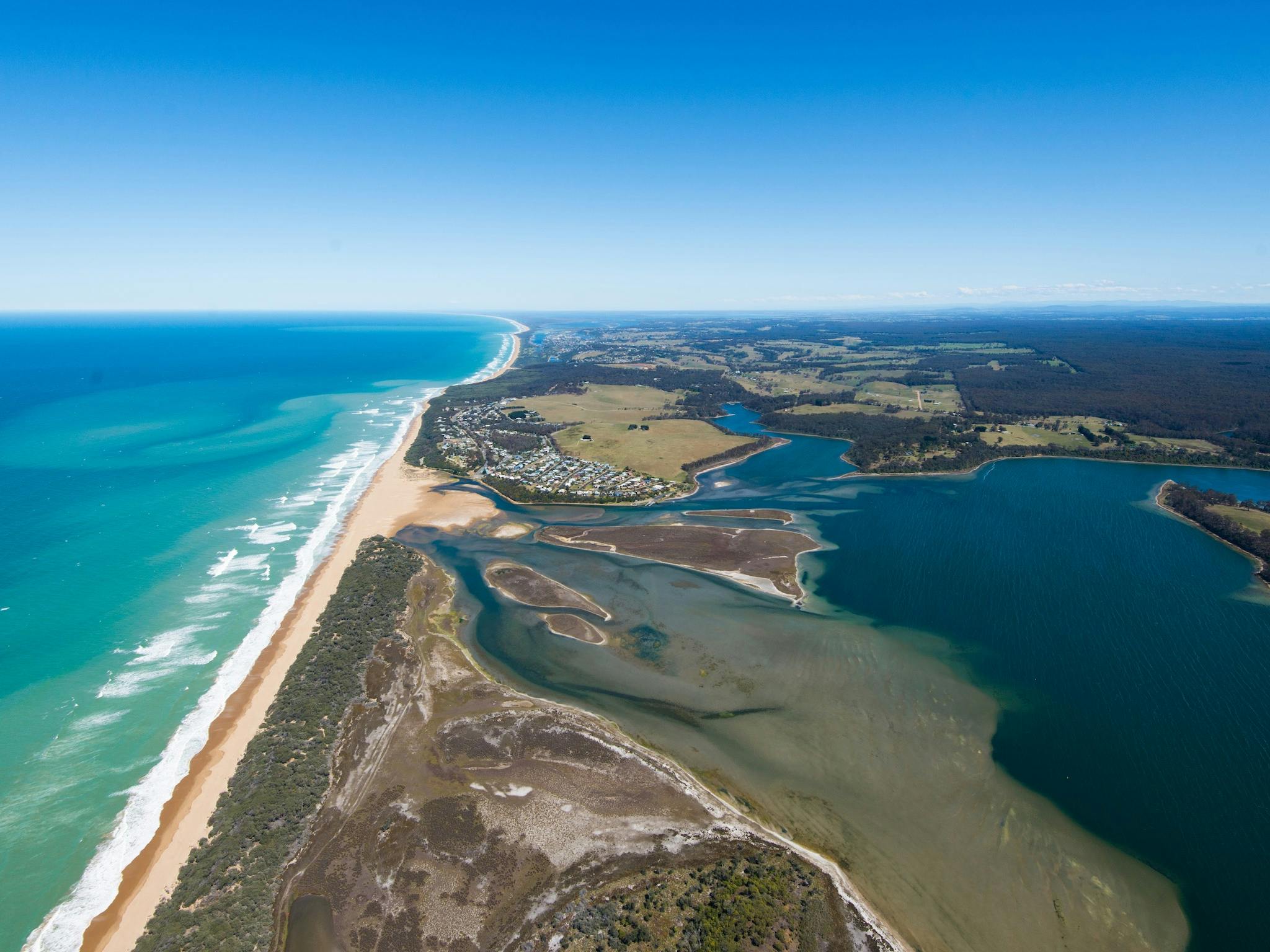 View of Lakes Tyers and Lakes Tyers Beach looking west