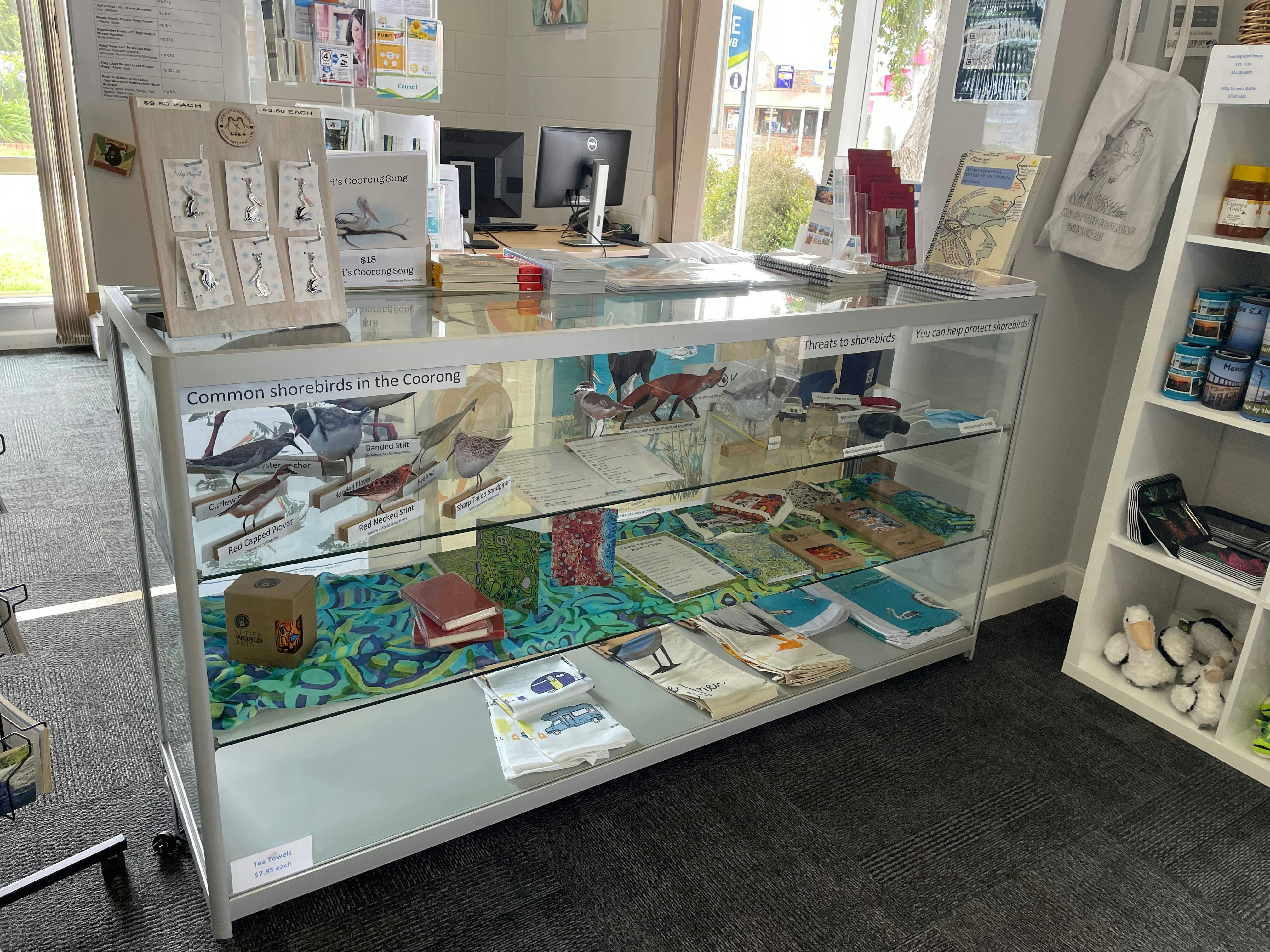 Selection of merchandise available at the Meningie Information Hub