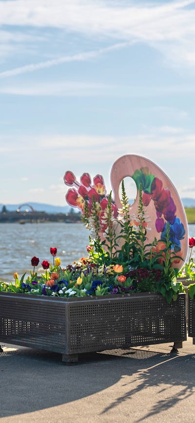 Floriade flower boxes with paint palette