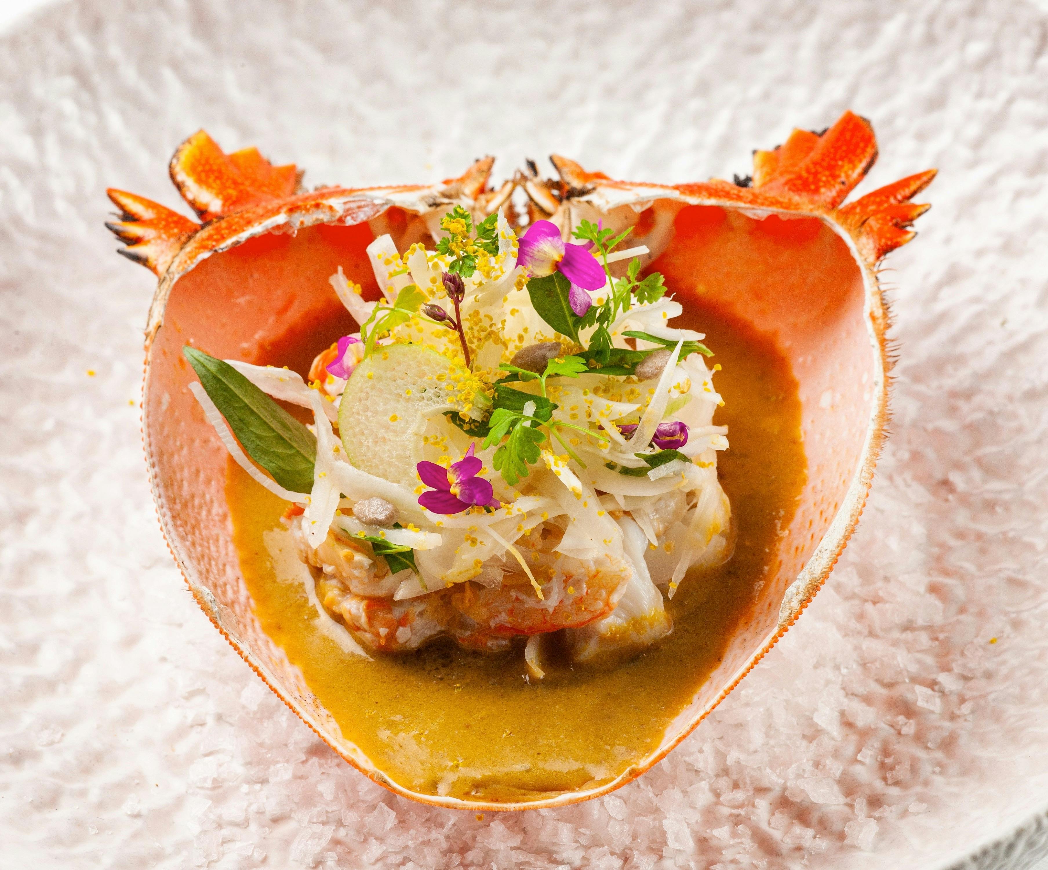 Tin can bay spanner crab. Yellow chilli, tumeric and coriander seed. 1780 AD Thai-Portuguese salad