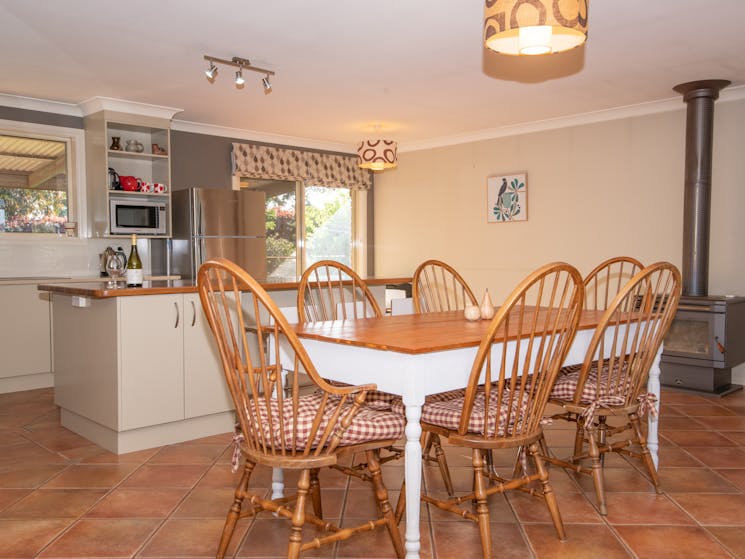 Share a meal in the open plan kitchen / dining area