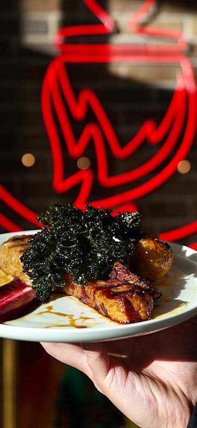 Slow cooked beef brisket served with blackcurrant sauce