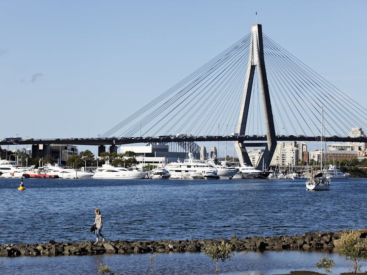 Views across Blackwattle Bay to the ANZAC Bridge, Glebe