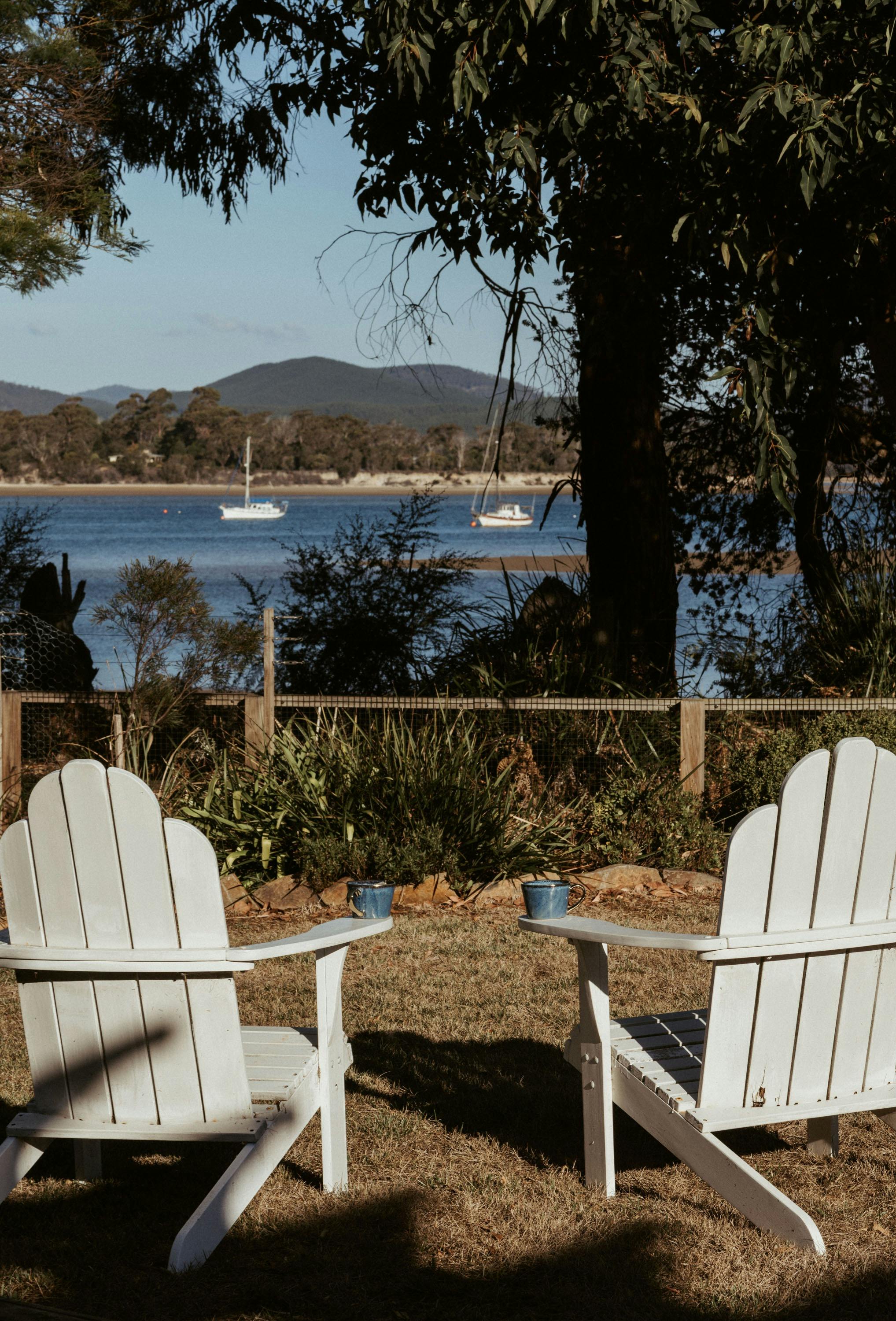 Enjoy a morning or afternoon drink in the front yard overlooking the beautiful Rubicon Estuary.