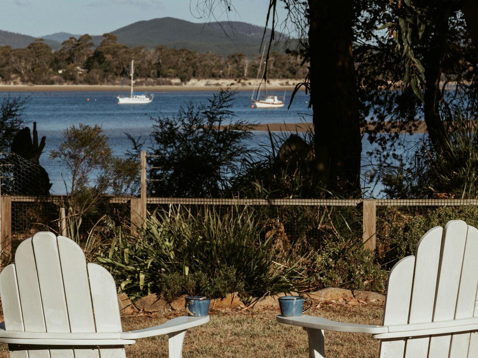 Enjoy a morning or afternoon drink in the front yard overlooking the beautiful Rubicon Estuary.
