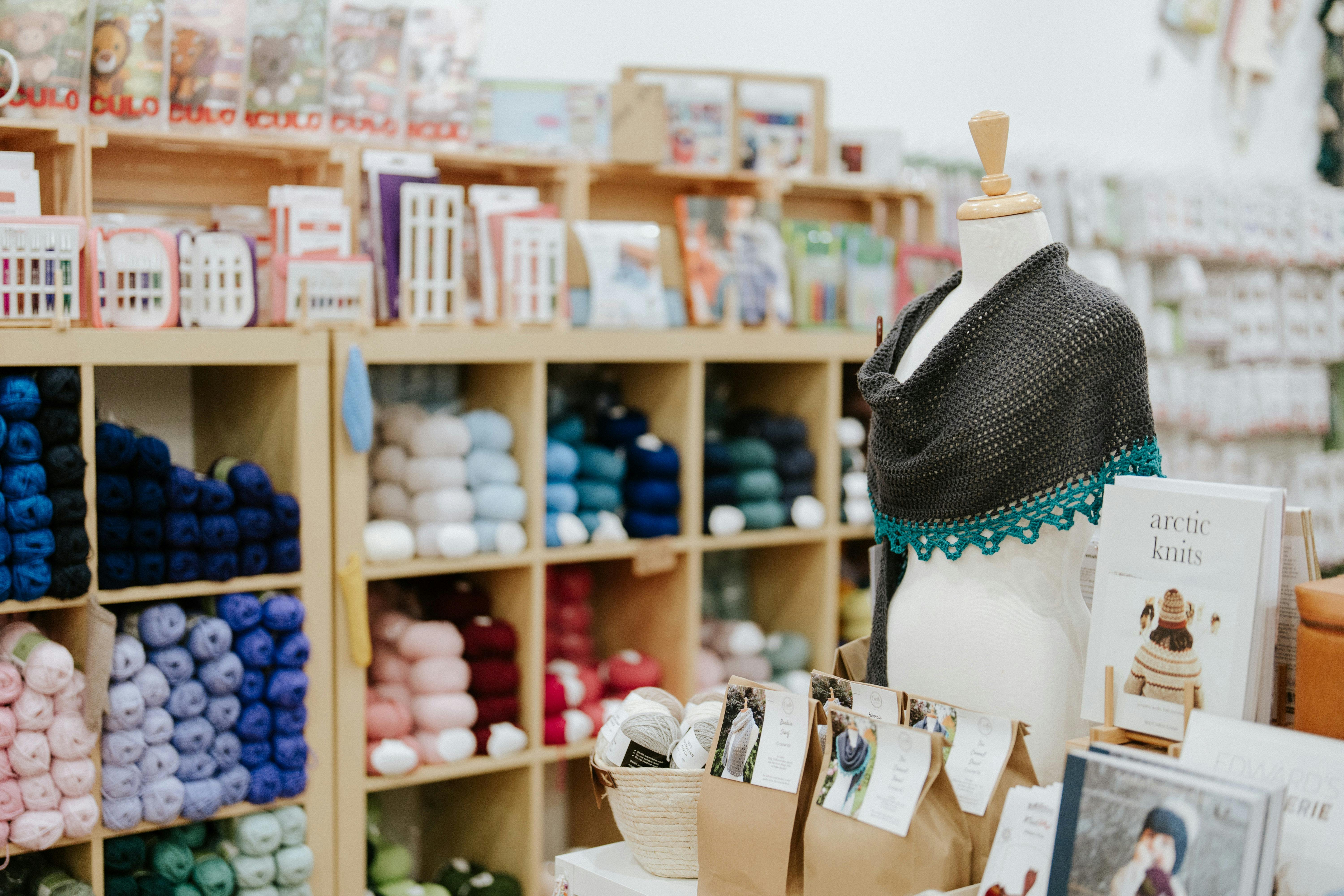 Shelves of colourful yarn and handmade items at Castle Handmade in the Southern Highlands.
