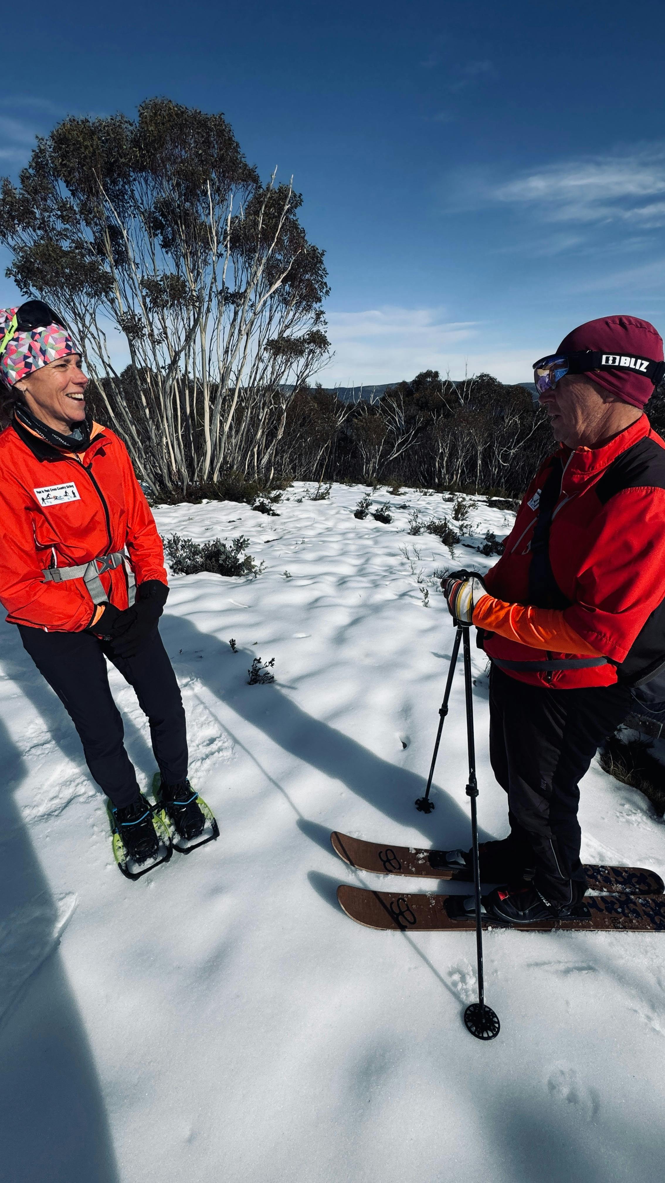 Two people in snow gear