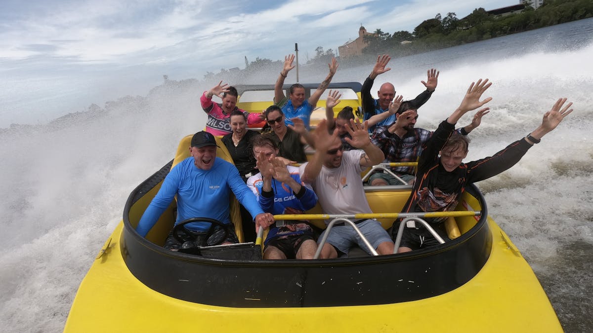 Image of passengers enjoying the jet boat ride