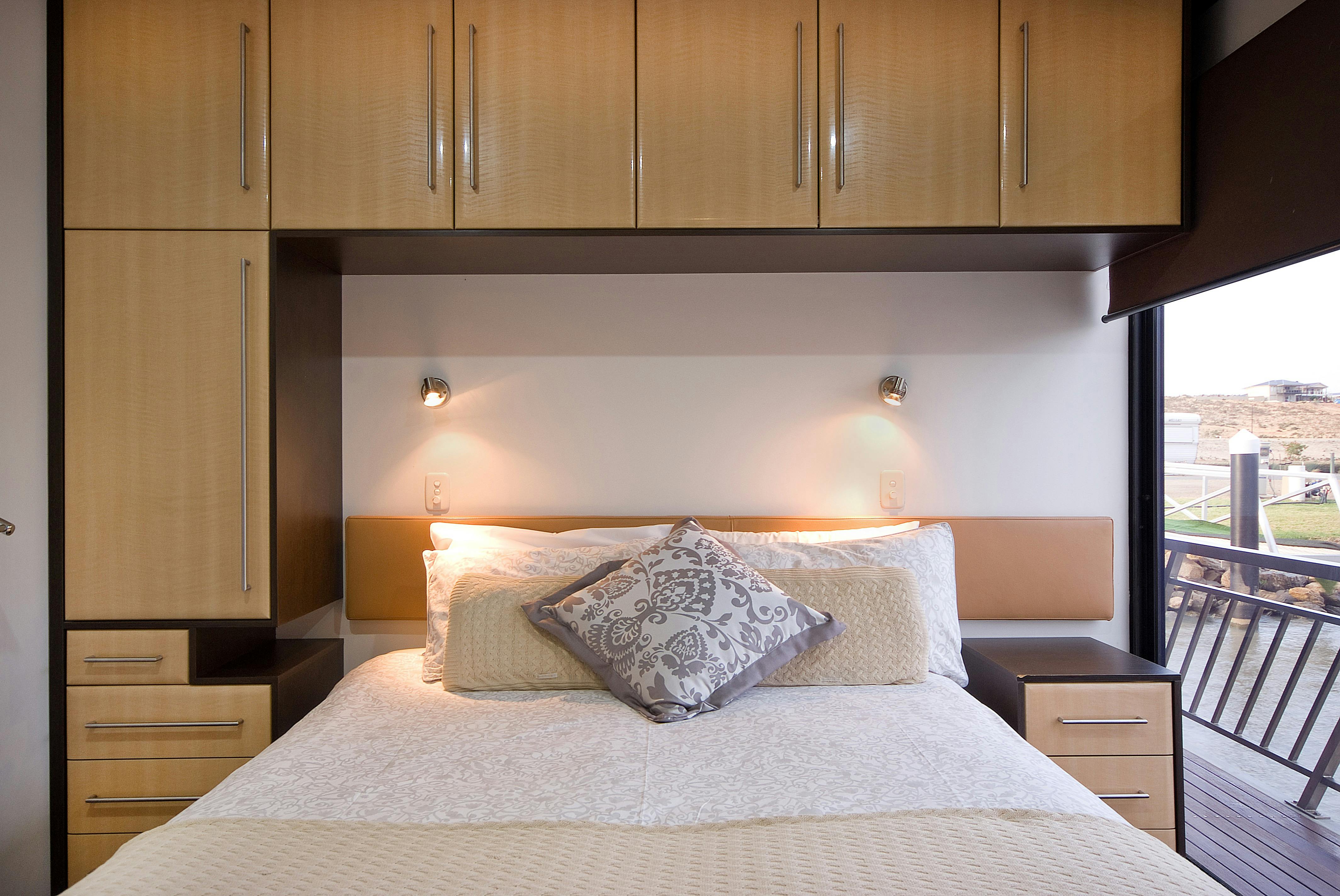 Whitewater bedroom bed head and cupboards