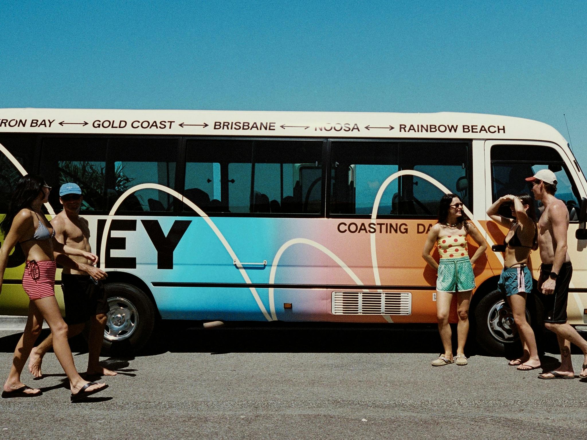 Group of travellers making friends on an East Coast bus trip Group of travellers making friends on an East Coast bus trip