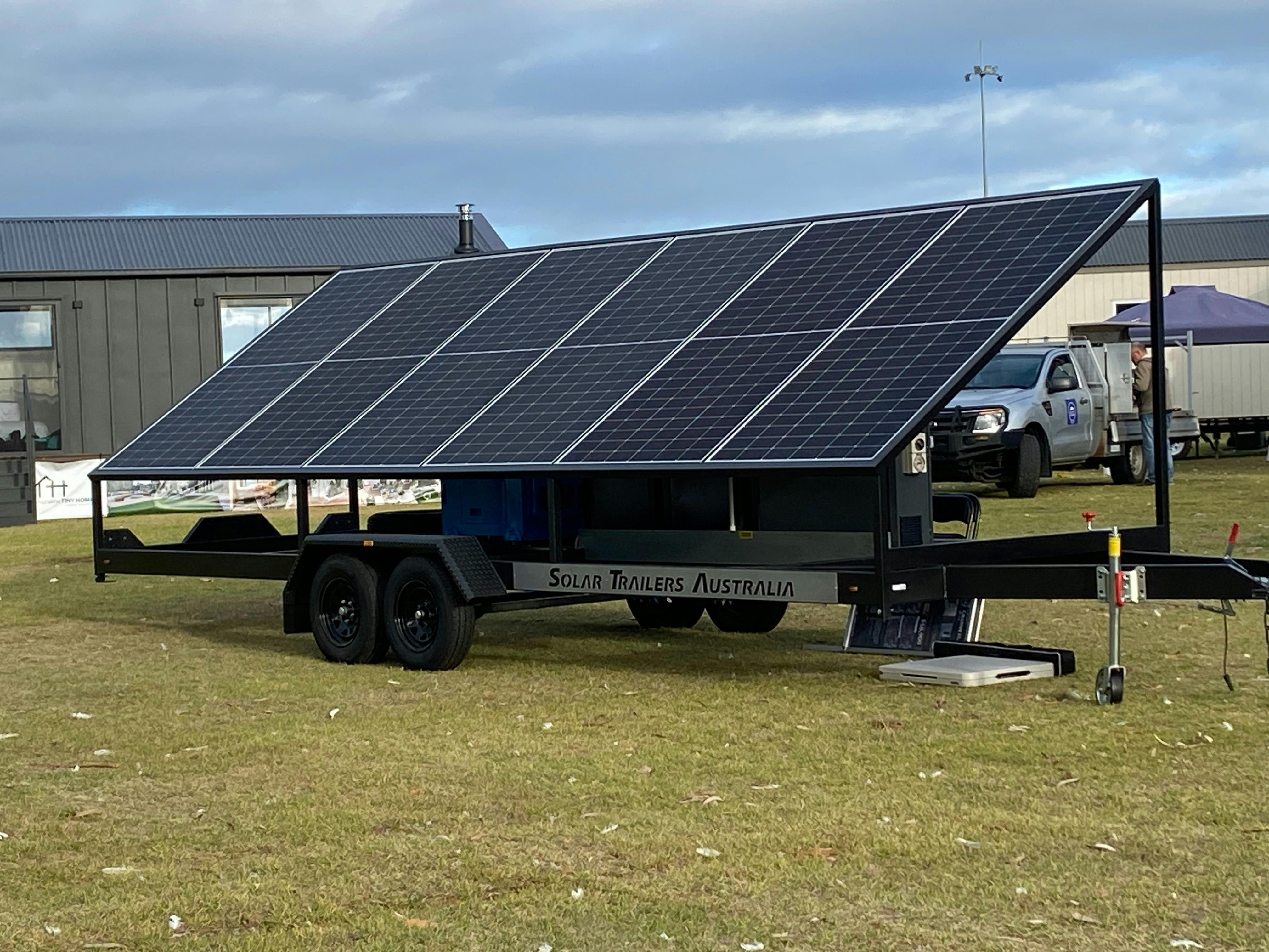 Large solar panel on wheels for tiny home living
