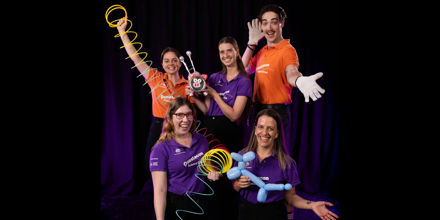 Five Questacon presenters show off their science props