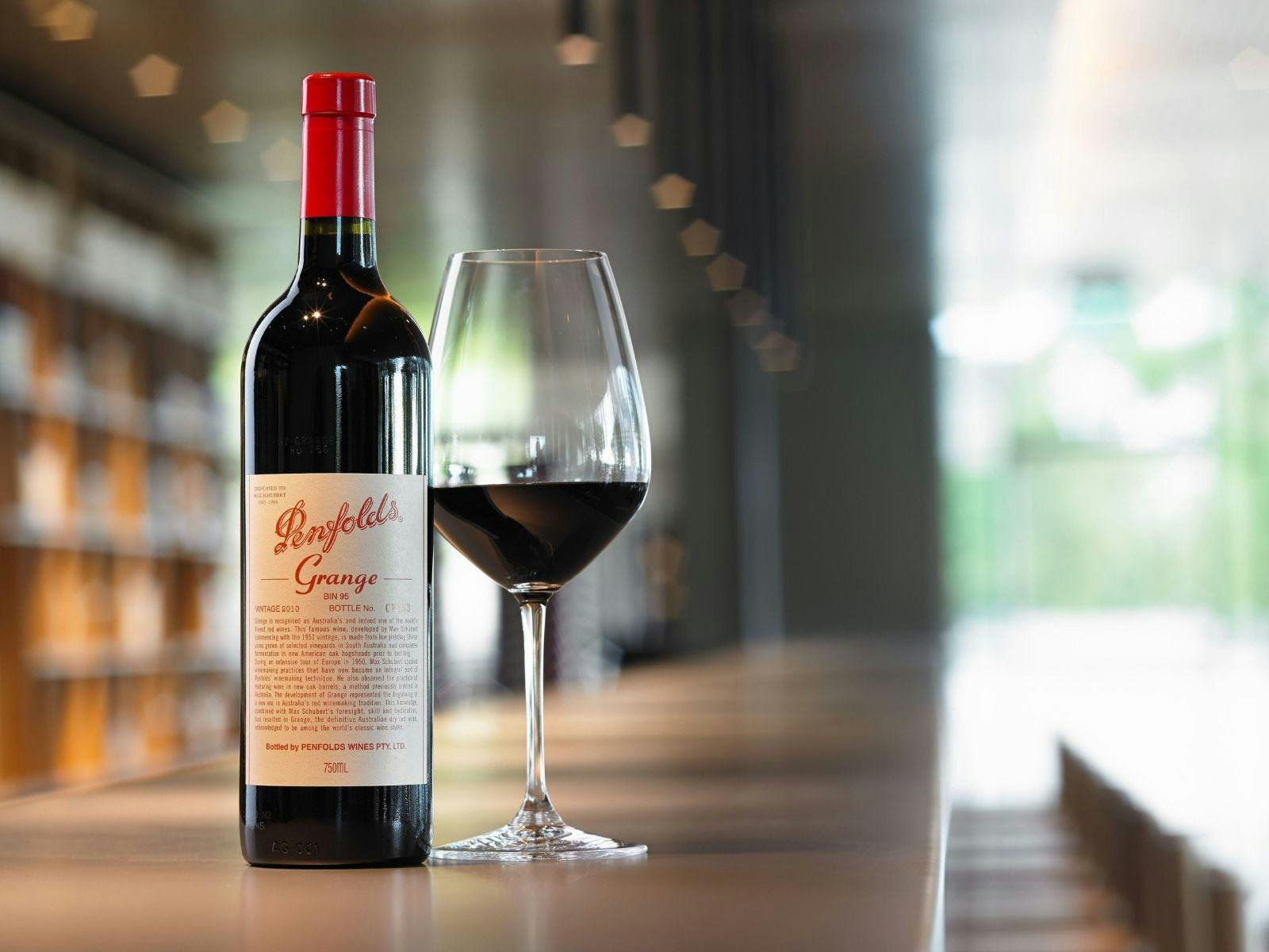 Penfolds Grange Bottle and Glass