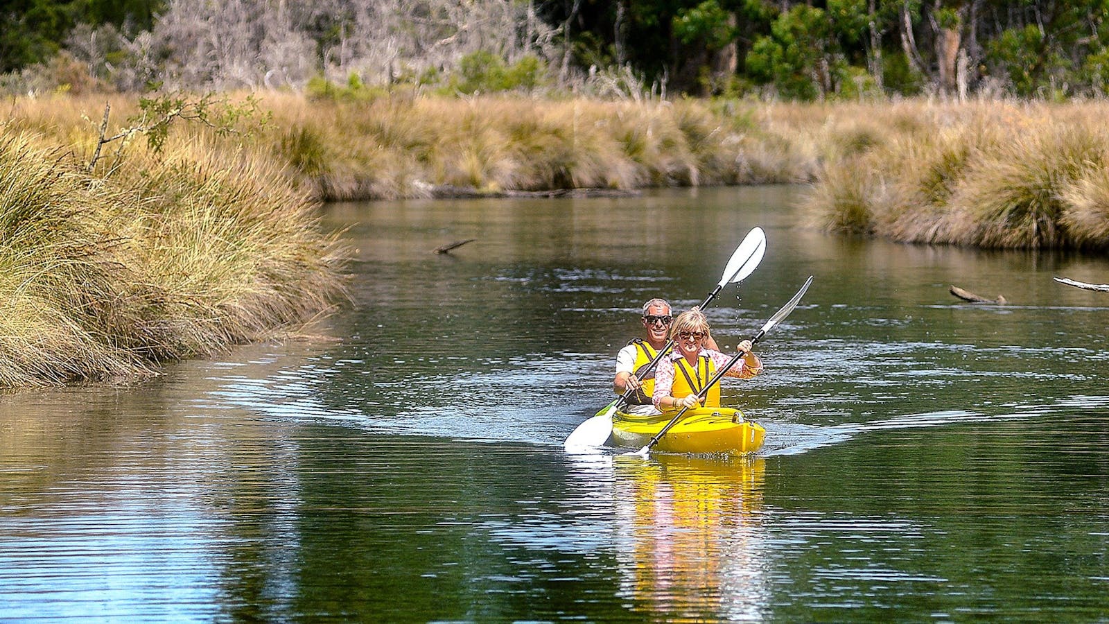 Saintys Creek Cottage: Guests kayaking in Saintys Creek.