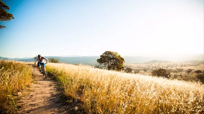 Lone cyclist in the wide open spaces