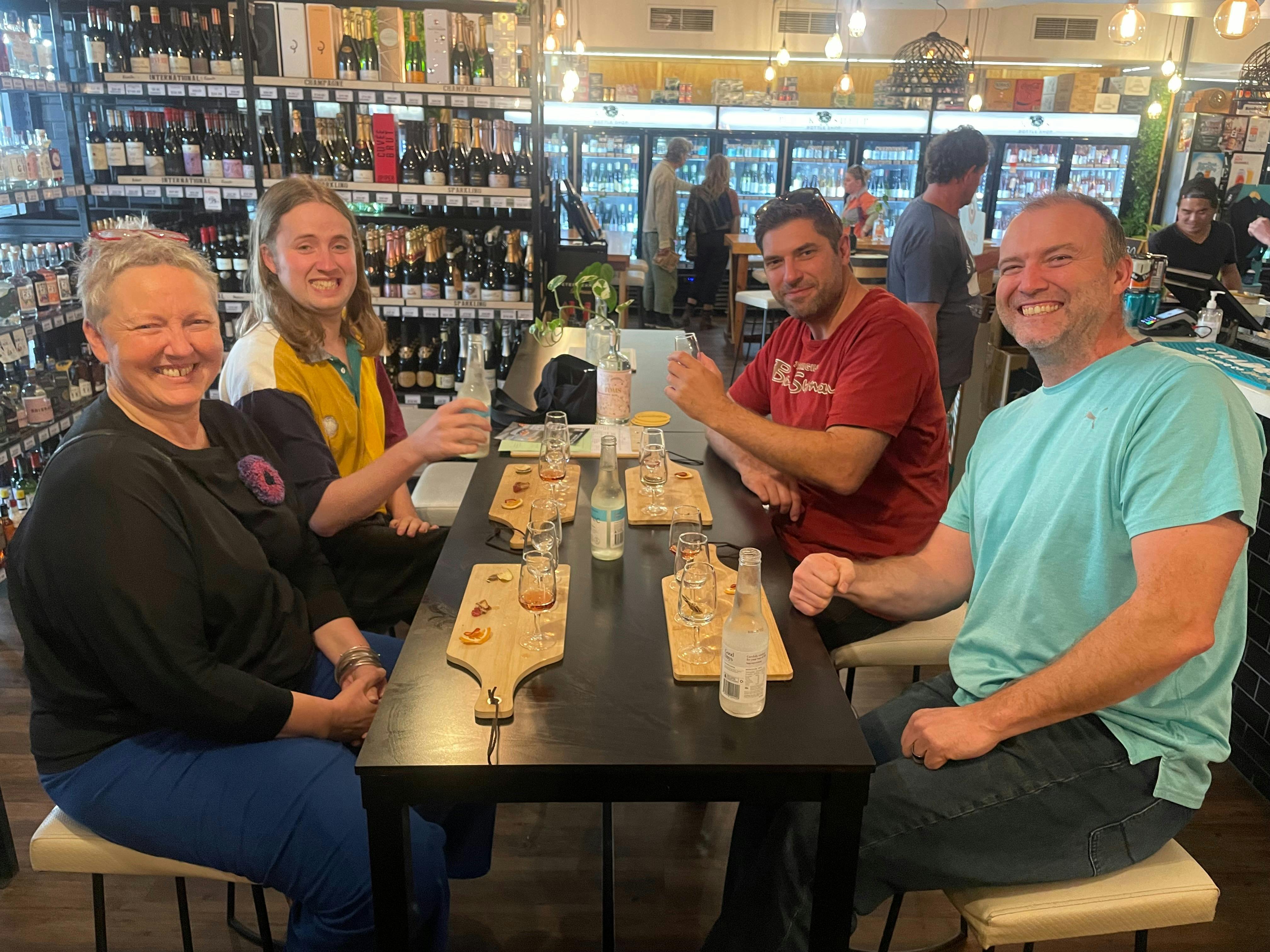 Enjoying a gin tasting paddle at Eleven Bridges in Brisbane
