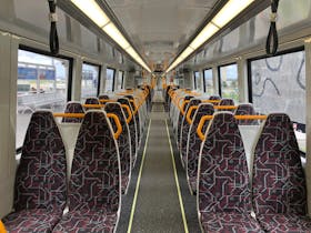 Inside the train carriage of the Next Generation Rollingstock