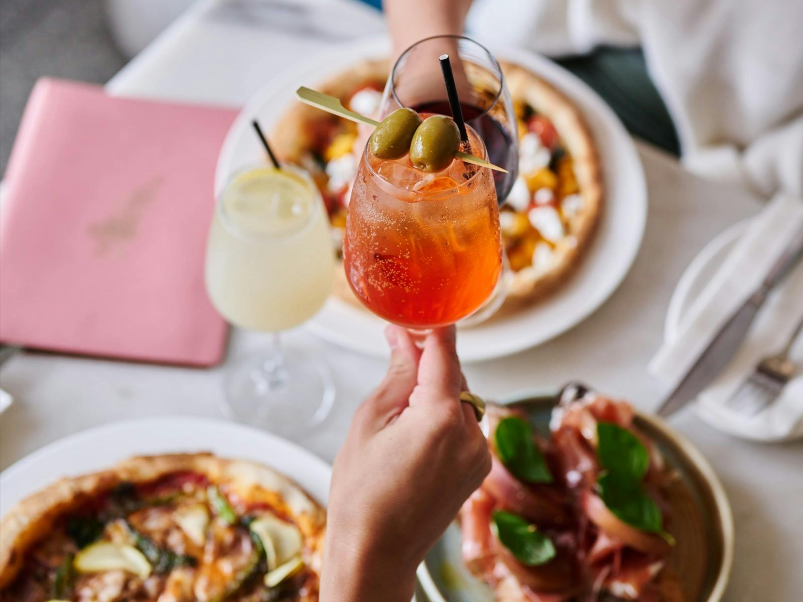 Aperol Spritz and Italian food