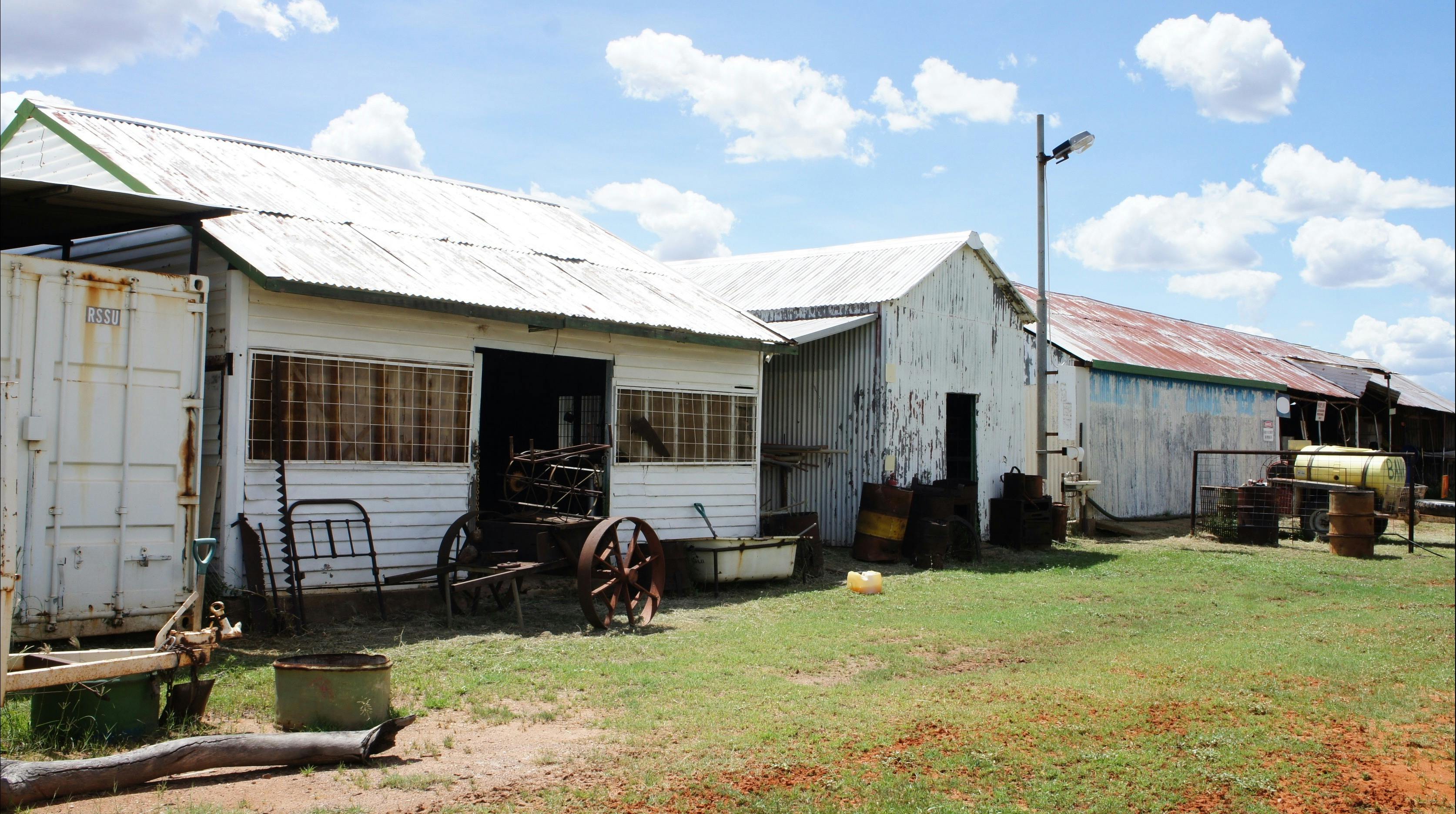 Old WWII Sheds, located behind the mud hut.