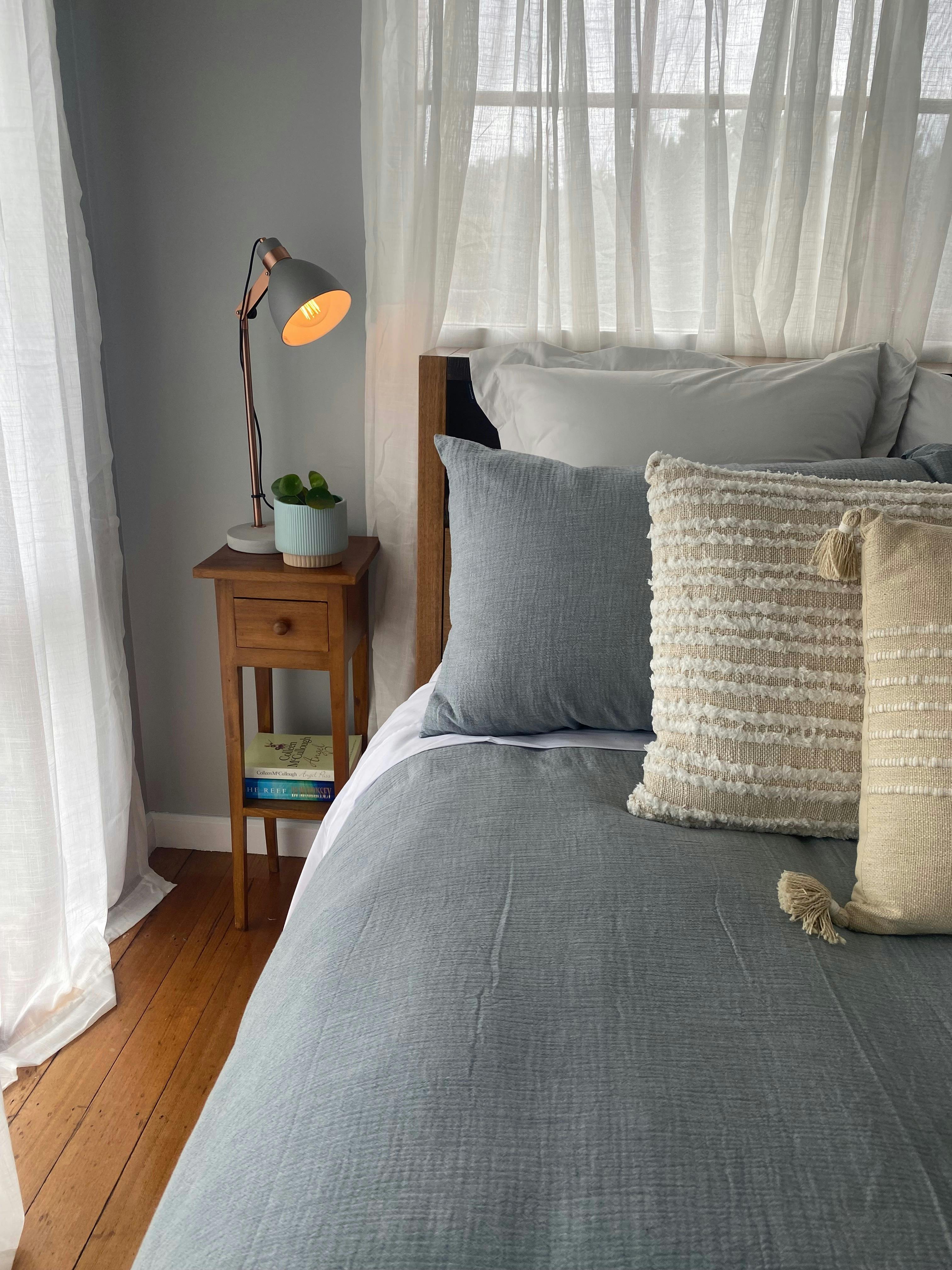 Luxurious coastal bedroom with ocean views
