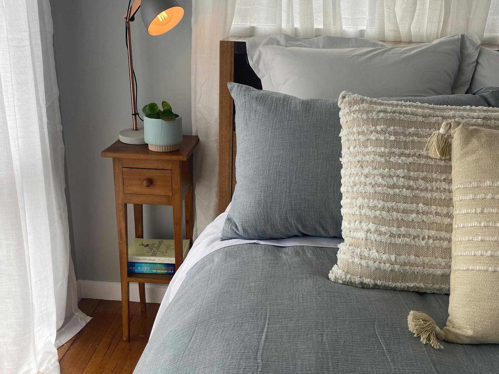 Luxurious coastal bedroom with ocean views