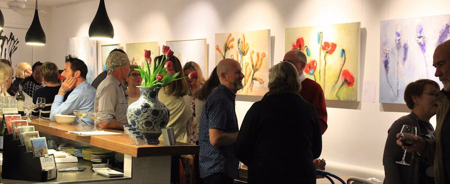 Exhibition opening night at the Art Bar