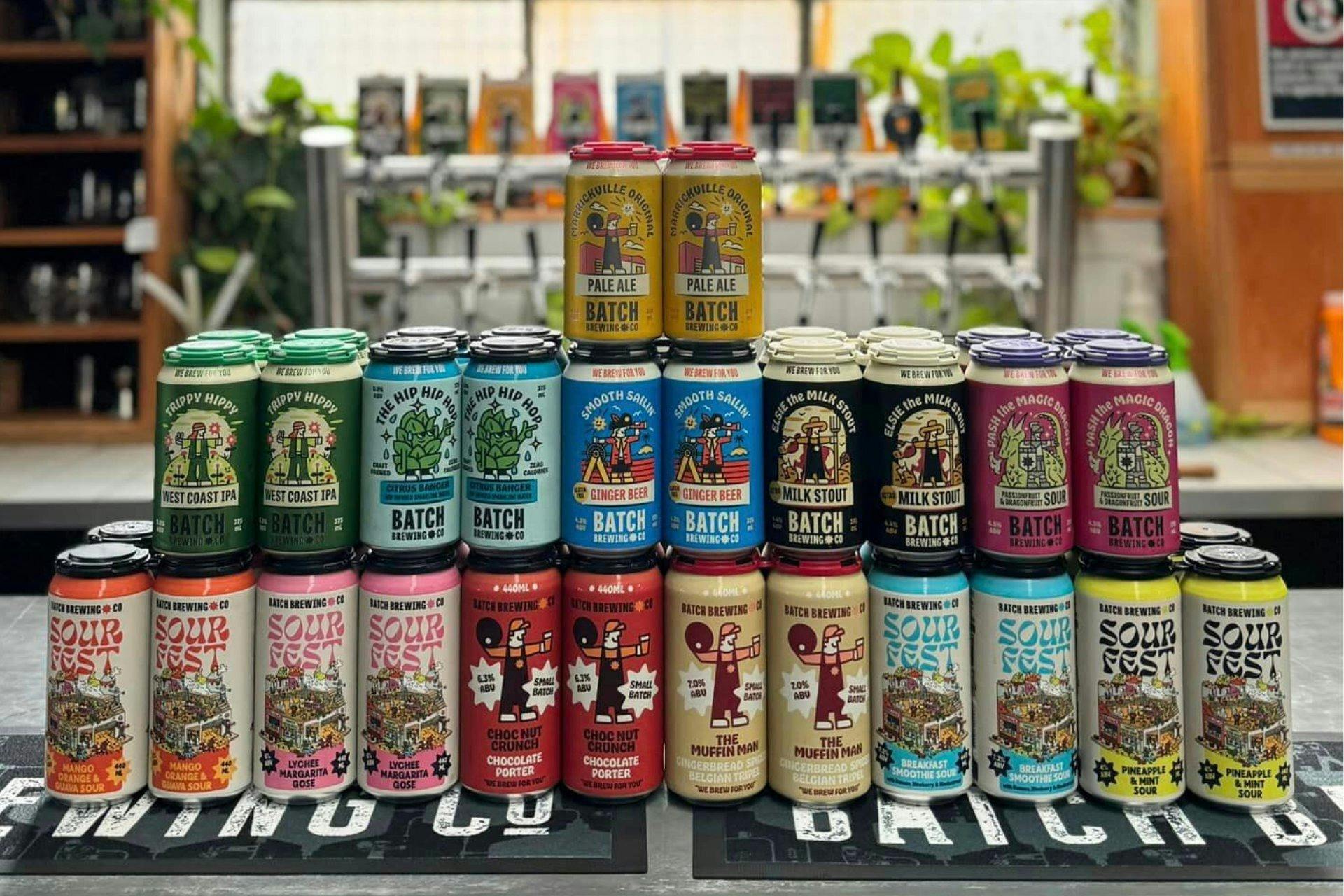 Batch Brewing's extensive beer range showcased on the venue bar