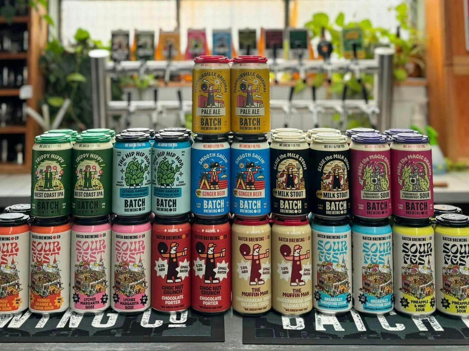 Batch Brewing's extensive beer range showcased on the venue bar