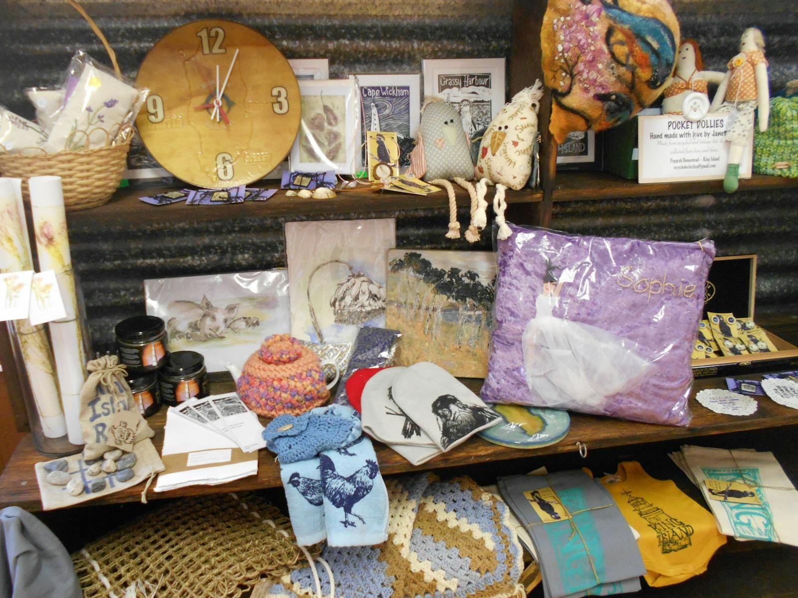 A selection of art and craft items that are available from local artists and makers.