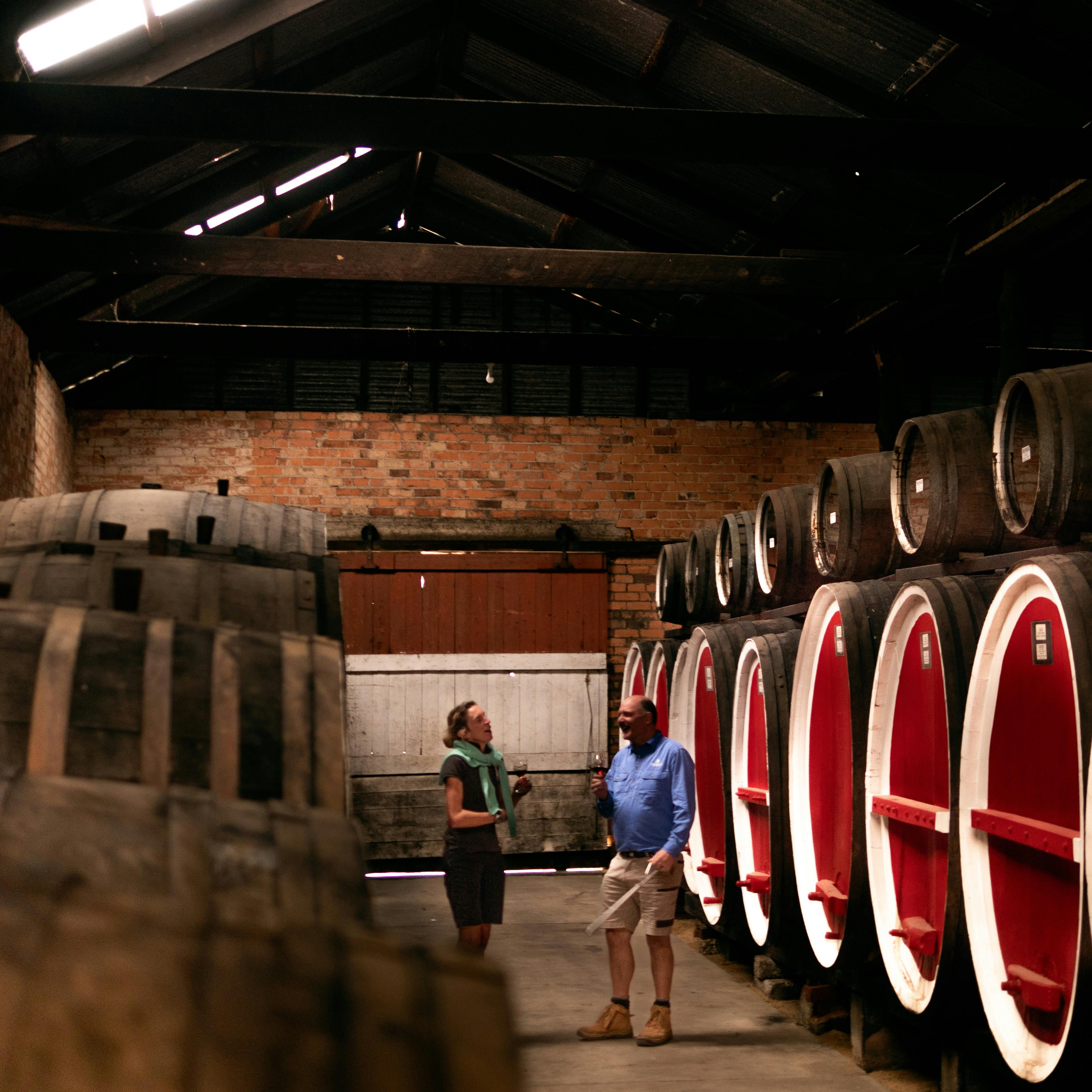 Jules Campbell and Ian Diver in the heart of the cellars
