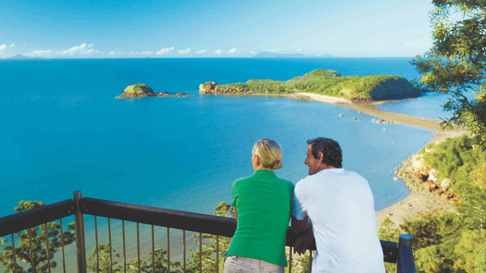 View of Cape Hillsborough beach and Wedge Island from Andrew's Point Lookout