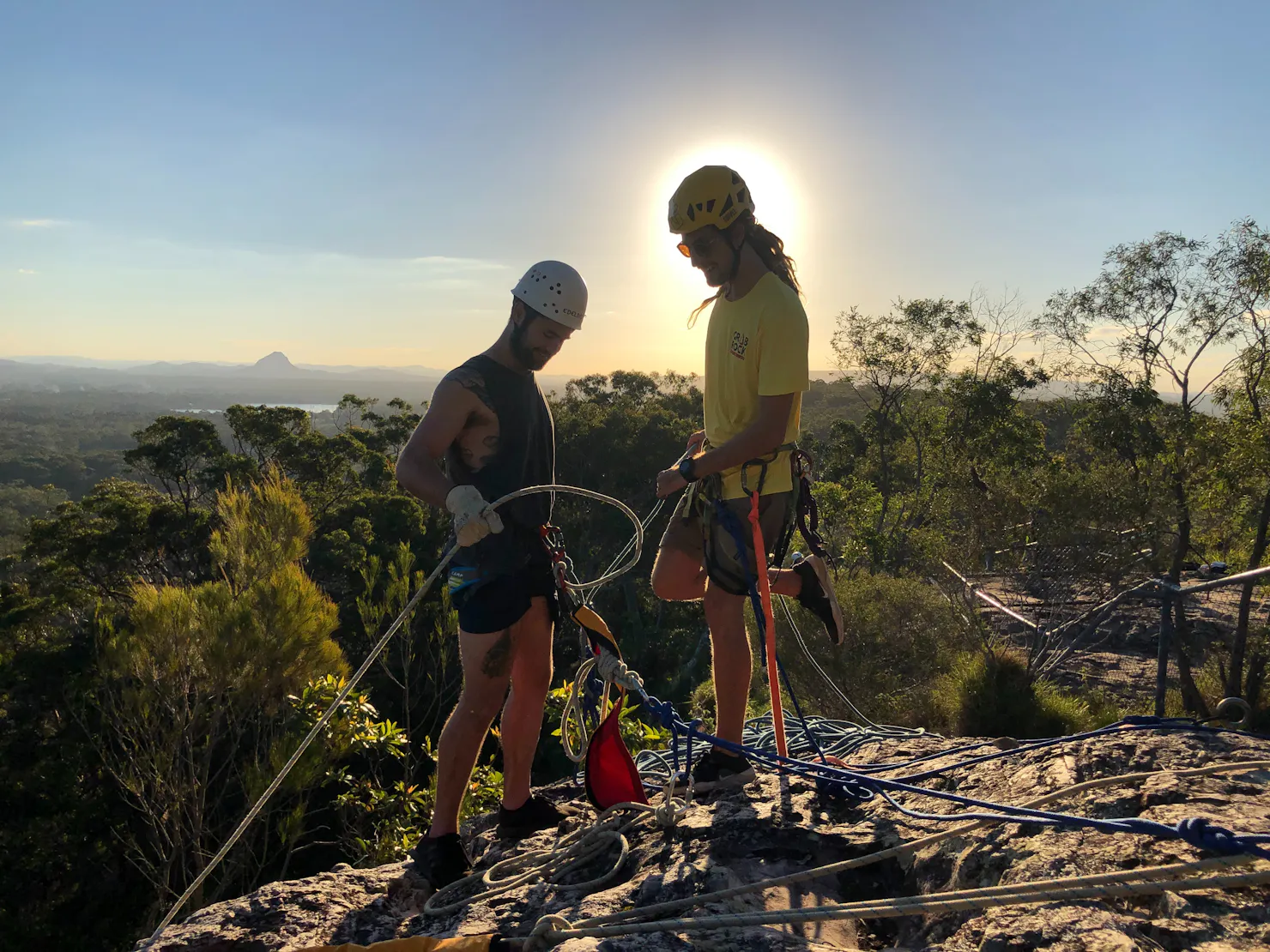 Sunset abseiling