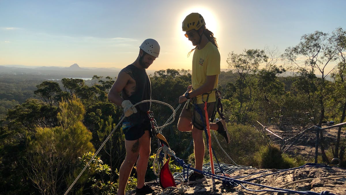 Sunset abseiling