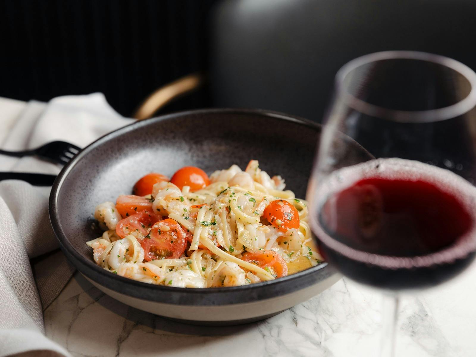 Pinot and pasta image