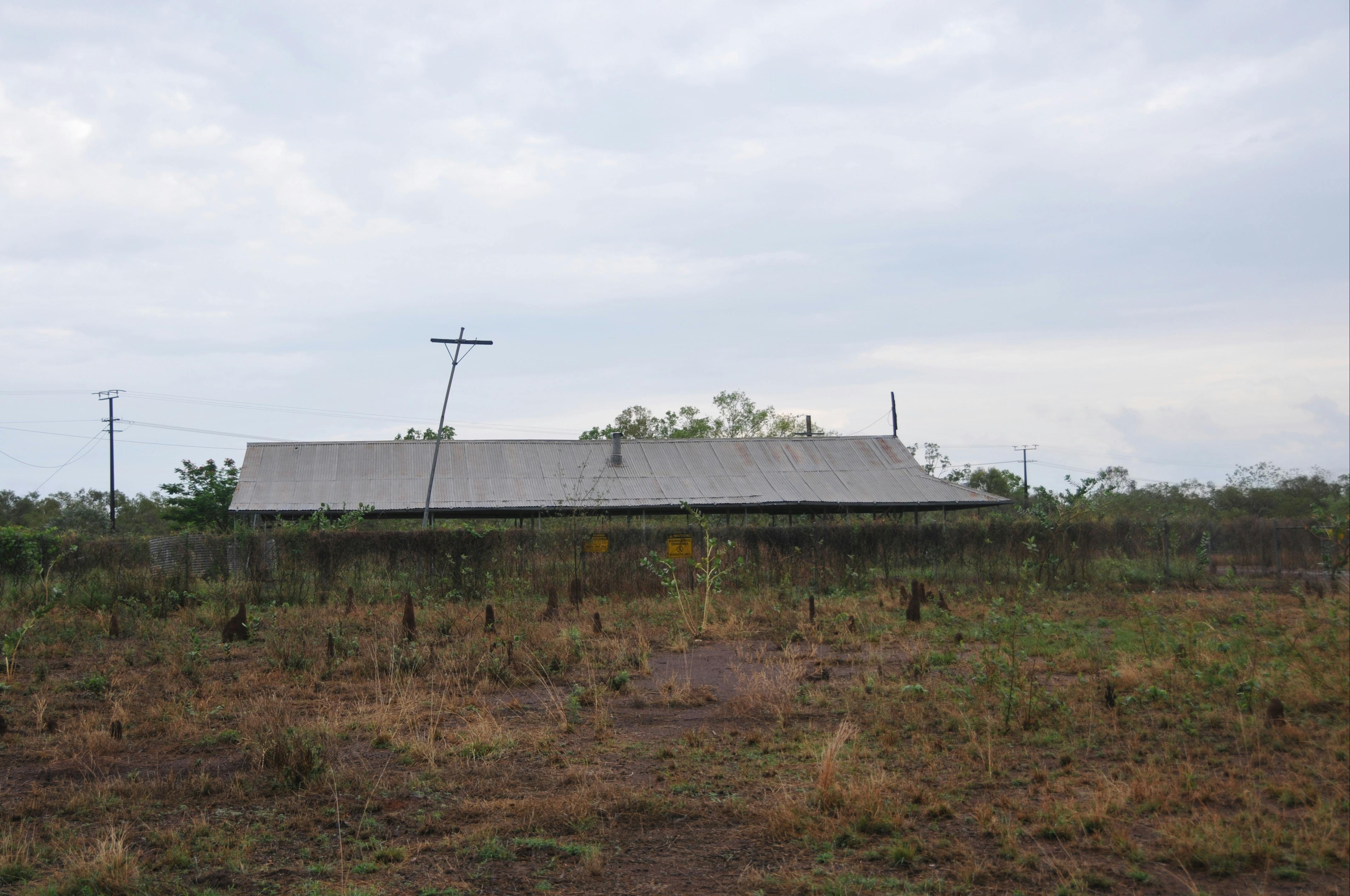 A remnant of one of two accommodation buildings. The second building has been demolished.