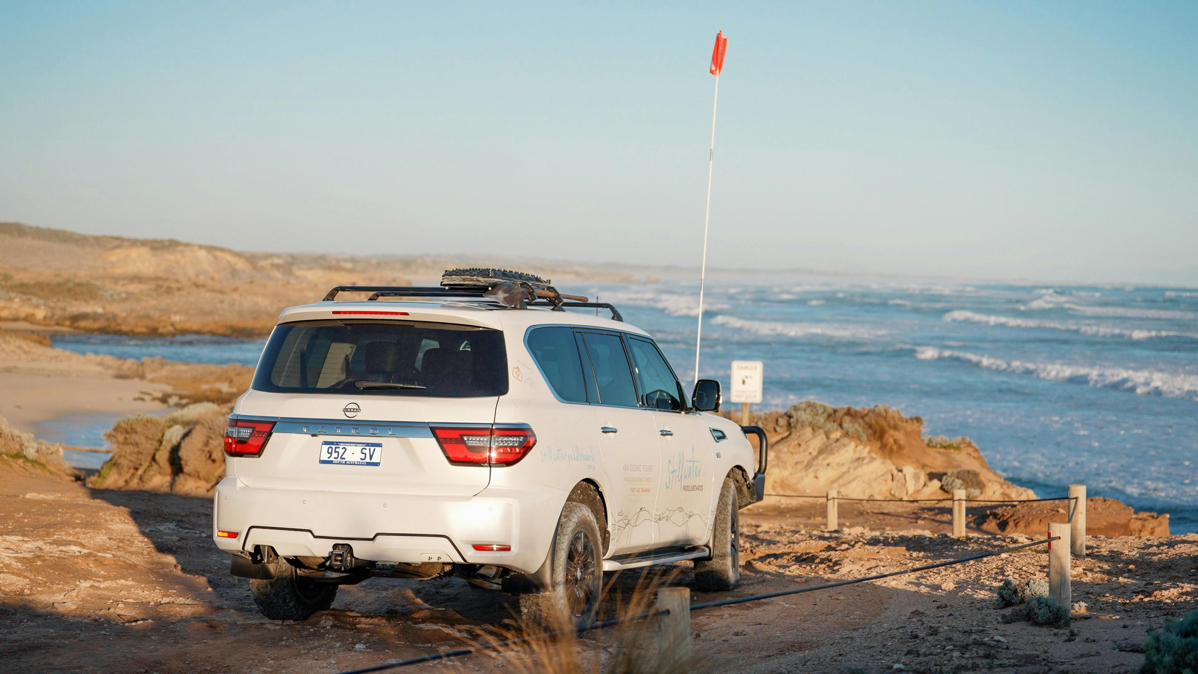 Tour vehicle stopped at a popular viewpoint on the  four wheel drive trail.