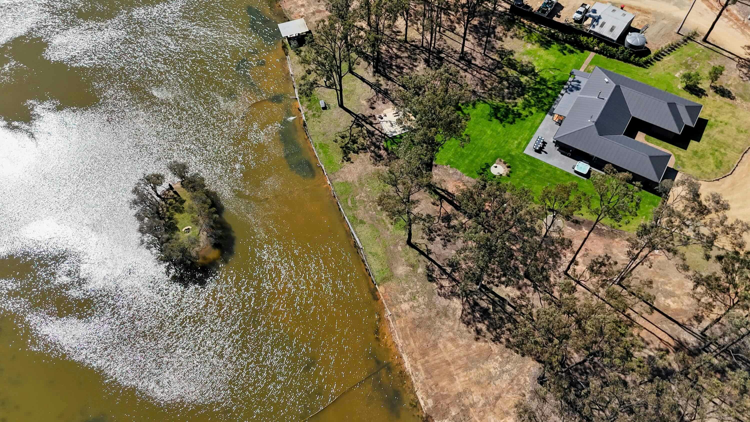 Property and lake from above