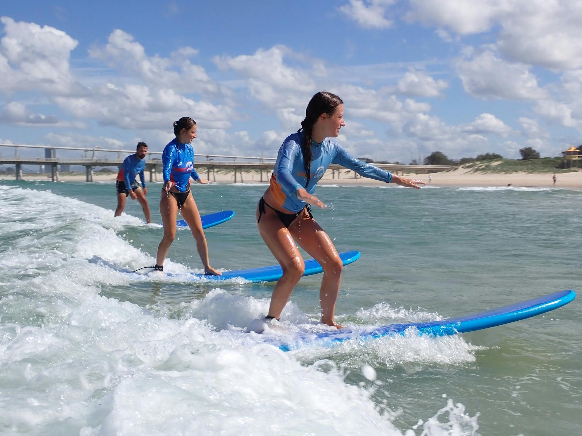 Learning to surf in prime surf conditions!