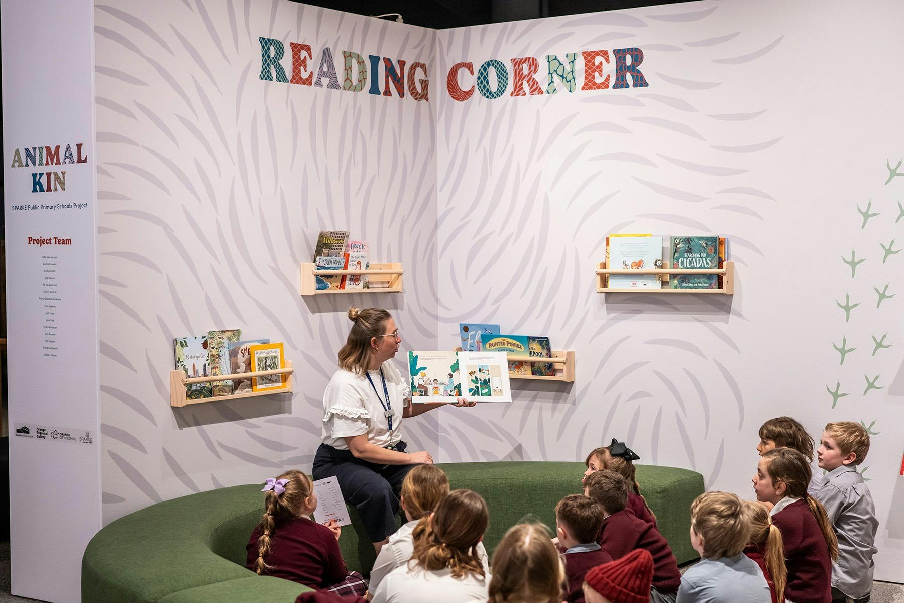 Museum education reading a book to children